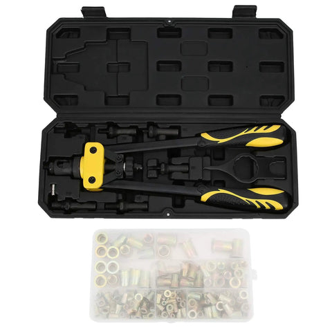 Hand Riveter Tool Kit With M3 And M10 Wrenches For Effort Saving Riveting And Quick Rivet Nut Installation In DIY Projects And Repairs No Sweat Pain Free Repeated Fastening, black case