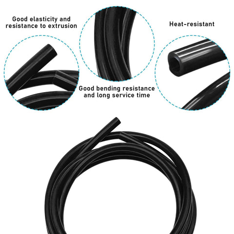 Silicone Vacuum Hose 10 Ft 1/4 Inch ID High Performance Auto Tubing For Engine Vacuum Lines shown coiled in black, close-up view.