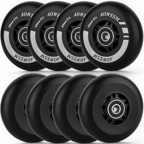 8 Pack Go To Inline Skate Wheels 72mm 76mm 80mm with ABEC 9 Bearings and Floating Spacers for Outdoor and Indoor Roller Blades