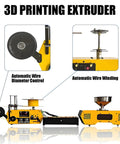 Compact Desktop Filament Extruder And Maker Machine For 3D Printers, features automatic wire diameter control and winding.