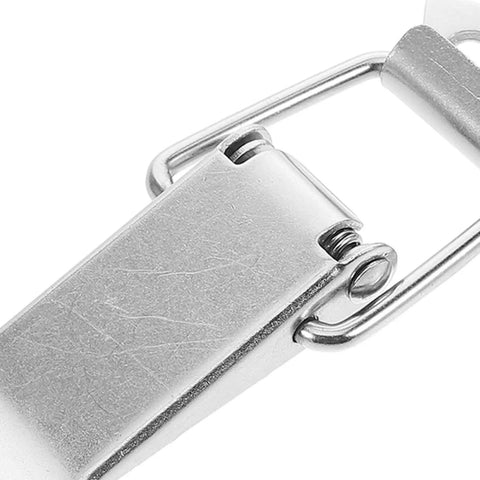 Close-up of Nickel Plated Iron Spring Duckbill Latch Set Four Pack For Toolboxes And Equipment Cases Cabinet Drawer Locks Quick Secure