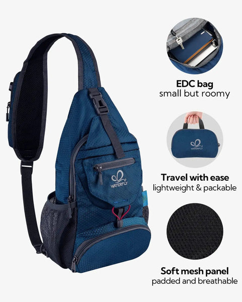 Packable Small Crossbody Sling Backpack For Travel And Hiking Ultralight Water Resistant Daypack Chest Bag With Durable Zippers