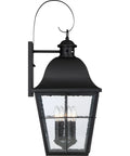 Classic Millhouse 18.5 Inch Outdoor Wall Lantern In Mystic Black With Clear Seeded Glass, Traditional Two Light Exterior Sconce