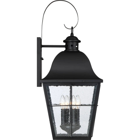 Classic Millhouse 18.5 Inch Outdoor Wall Lantern In Mystic Black With Clear Seeded Glass, Traditional Two Light Exterior Sconce