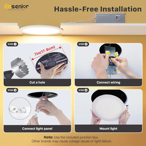 Four Pack 7 Inch Led Recessed Ceiling Lights With 5 Cct Switch For Hassle Free Setup Allows You To Pick The Exact Warmth Level Before Mounting Delivers Punchy 1600 Lumen Glow To Brighten Up Rooms Fast With Zero Guessing Needed
