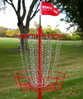 Royal Blue Double Chain Disc Golf Practice Basket Portable Metal Target With 24 Zinc Coated Chains In Two Layers