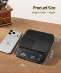Barista Grade Coffee Scale With Timer 3Kg Capacity 0.1g Precision Rechargeable Digital Scale beside smartphone on table
