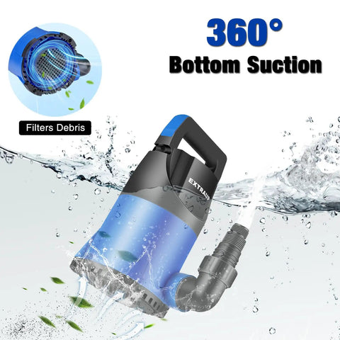 Stainless Steel Sump Submersible Water Pump Workhorse For Clean And Dirty Water 1.5HP 4250 GPH With 32.8 Ft Head 115V Heavy Duty
