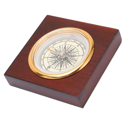 Go To Portable Alloy Compass With Wooden Box For Camping And Hiking Essentials on wooden surface