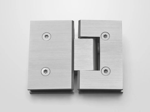 Frameless Shower Door Hinge With Enduroshield Glass Coating In Polished Brass Finish For 78 Inch By 45.5 Inch Shower Enclosure, heavy duty hinge close-up