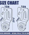 Size chart for Top-Hung Sliding Door Roller Kit With 4 Durable Wardrobe Wheels For Bypass Closet And Kitchen Doors.