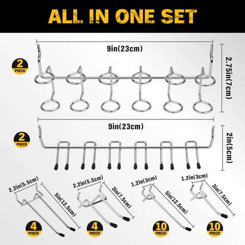 Ultimate Pegboard Organizer Kit With 297 Pieces For DIYers Includes 16 Hook Styles displayed on white background