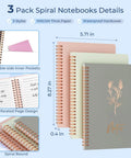 All-In-One Cute Spiral Notebook Set For Women And Bible Journal Lovers, Includes 3 A5 Spiral Notebooks with 100GSM Paper