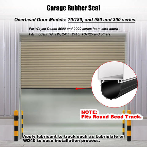Wayne Dalton garage door bottom weather seal, black rubber extrusion, 16 ft length