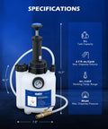 Orion Motor Tech 3L transmission fluid pump with 12 aluminum adapters; white reservoir, black cap, gauge and hose