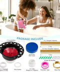 Freestanding Tub Drain Rough In Kit With Pvc Adapter For Floor And Island Bathtubs showing components and family interaction in a bath.