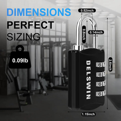 4 Digit Combination Padlock For Locker And Luggage Set Of 4 Heavy Duty Mini Lock For Backpack Gym School And Travel Easy To Use And Super Secure with dimensions