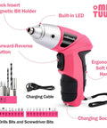 Cordless 3.6V Electric Screwdriver Tool Kit With 112-Piece Set, Lightweight Power Drill shown with ergonomic grip and bits