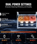 Diagram showing dual power settings of 6L Ultrasonic Cleaner With 40kHz Power 180W Digital Cleaning Gear featuring gentle mode.