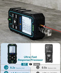 Pro Grade Laser Measuring Tool With 165 Feet Range Dual Bubble Levels and Ultra-Fast Response Processor Displayed on Concrete
