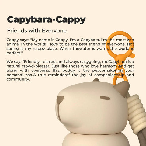 Snag This On The Fly Mini Insulated Water Bottle Featuring Double Wall Vacuum Seal Technology, Portable Coffee Cup And Travel Tumbler, Adorable Capybara Print bag-friendly gear with cheerful capybara design.