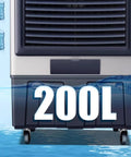 Heavy Duty Portable Evaporative Air Cooler With Three Speed Settings And Built In Water Tank, 200L water capacity, suitable for workshop use.