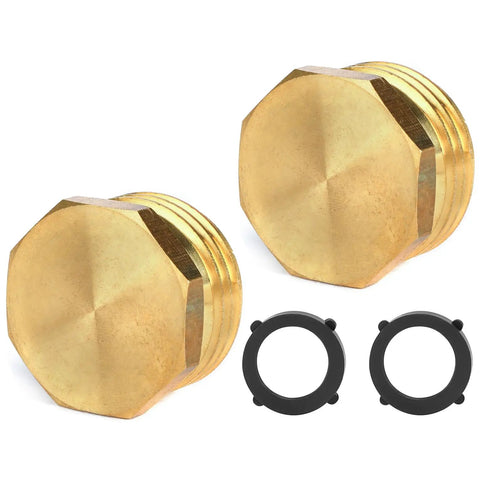 Brass Garden Hose Pipe Plug End Cap Three Quarter Inch GHT Male Threaded Fitting For Irrigation Systems and Water Tubing Stopper