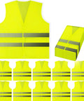 High Visibility Safety Vest 10 Pack Neon Yellow Mesh With Reflective Silver Strips 360 Degree Hi Vis for Work and Sports