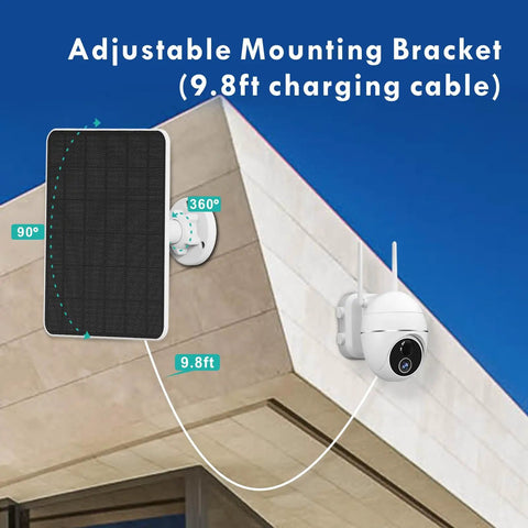 6W Solar Panel for Security Cameras, No-Fuss Easy Mount Outdoor 5V Charger with 9.8ft Cable and Adjustable Bracket in use