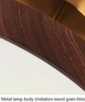 Japanese Style Led Close To Ceiling Light Fixture With Imitation Wood Grain Texture And Sleek Metal Ring For Warm Entryway Hallway Vibes Total Space Upgrade showing close-up of metal lamp body and wood grain finish.