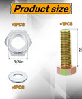 Beefy Five Eighths Inch Grade 8 Bolt Kit With Lock Nuts And Washers For Fifth Wheel Pin Box Installation size details