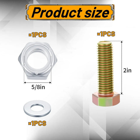 Beefy Five Eighths Inch Grade 8 Bolt Kit With Lock Nuts And Washers For Fifth Wheel Pin Box Installation size details