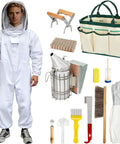 13 Piece Bee Hives Starter Kit With XXL Bee Suit And Veil Smoker Tools Feeder Tote Gloves And Beginner Friendly Gear displayed