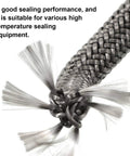 Close-up of braided graphite-impregnated fiberglass wood stove gasket rope, 1/2 in x 84 in for wood-burning stoves.