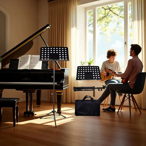 Folding Music Stand Portable With One Step Setup And Tool Free Height Adjustment Thickened Steel Frame For Orchestra Church And School