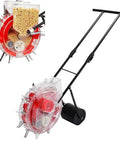 Walk Behind Hand Push Roller Seeder Machine For Backyard Gardens Manual Row Crop Planter With 12 Nozzles