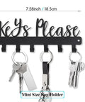 Keys Please Wall Mounted Mini Key Holder Iron Black Decor Rack With Six Hooks For Home Garage Mudroom Hallway Entryway