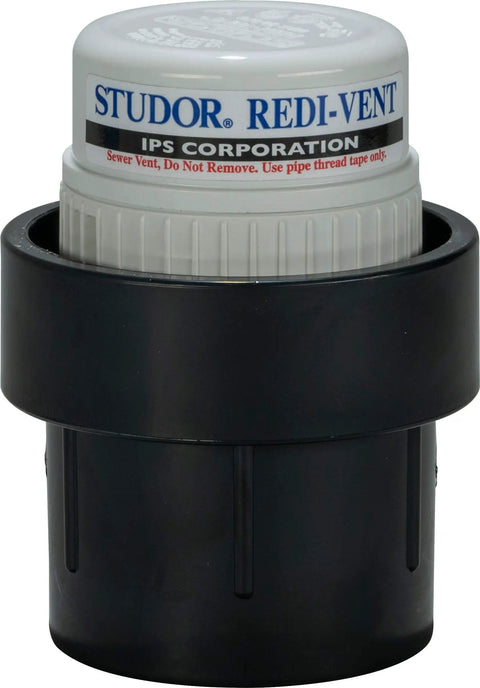 Redi-Vent Air Admittance Valve With ABS Adapter For One And A Half Inch Or Two Inch Connection, compact vent valve view