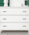 White dresser with Retro Ceramic Cabinet Knobs Set of 4 1-1/4 Inch White Vintage Round Drawer Pulls With Backplates installed
