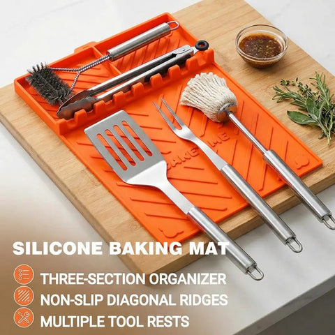 Silicone Grill Mats For Blackstone Griddle Accessories And Outdoor Cooking Nonstick Heat Resistant Mats three-section tray