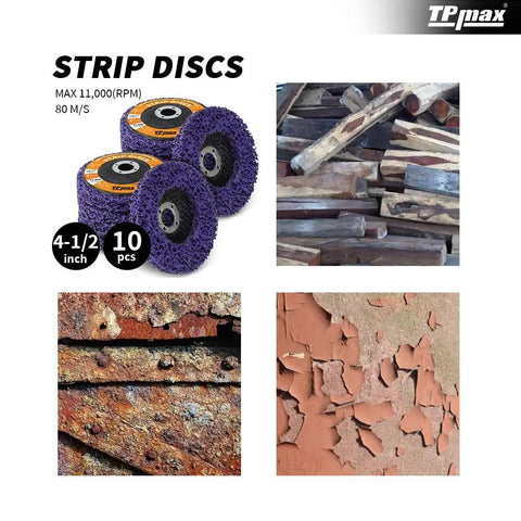 4.5 Inch Stripping Discs For Angle Grinders With 7/8 Inch Arbor Purple Rust Remover Wheel Paint Removal 10 Pack Heavy Duty