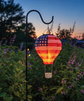 Patriotic Pop-Up Hot Air Balloon Solar Lantern With LED Light Weather-Resistant Metal And Polyester Outdoor Decor For Patio