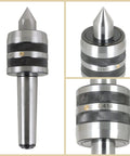 LiGuVCY live bearing tailstock center with MT4 taper, 60° point, knurled grip, D414 mark