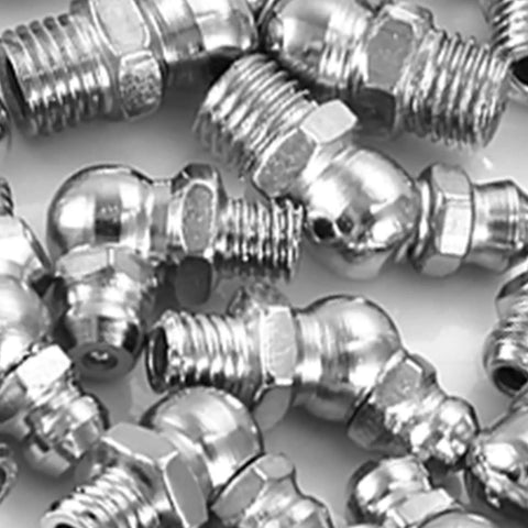 Close-up of 45Pcs M6 M8 M10 Heavy Duty Brass Grease Nipples Zerk Fittings Set for Industrial Machinery and Automotive Maintenance