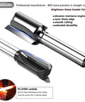 Pro Grade Six Piece Straight Router Bit Set With One Quarter Inch Shank Carbide Tipped Two Flute Bits For Woodworking