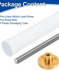 250mm Tr4X1 Lead Screw With Brass Nut For 3D Printer Upgrades, 1mm Pitch And 1mm Lead, 304 Stainless Steel Rod, Silver Finish, Includes Plastic Packaging Tube