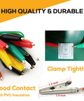 30 Piece Gator Clips Electrical Set With Five Color Crocodile Clips And Dual Ended Jumper Wires showing clip size and contact quality