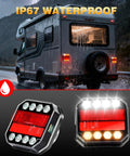 SAKFEP magnetic wireless trailer lights kit installed on an RV/trailer; IP67 waterproof LED brake/turn/tail lights