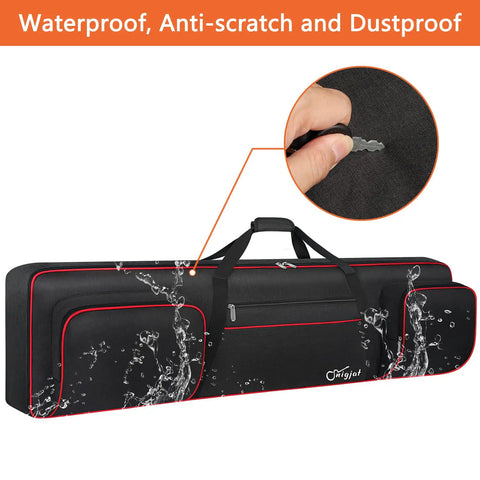88 Key Keyboard Case Gig Bag with padded interior, sturdy handle, adjustable shoulder straps, and 3 exterior pockets, waterproof design