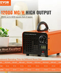 Heavy Duty Commercial Ozone Generator With Adjustable 0 To 120 Minute Timer To Blast Mold Smoke And Pet Odors Straight Up In Cars Homes And Garages Today on a table with plant and book.